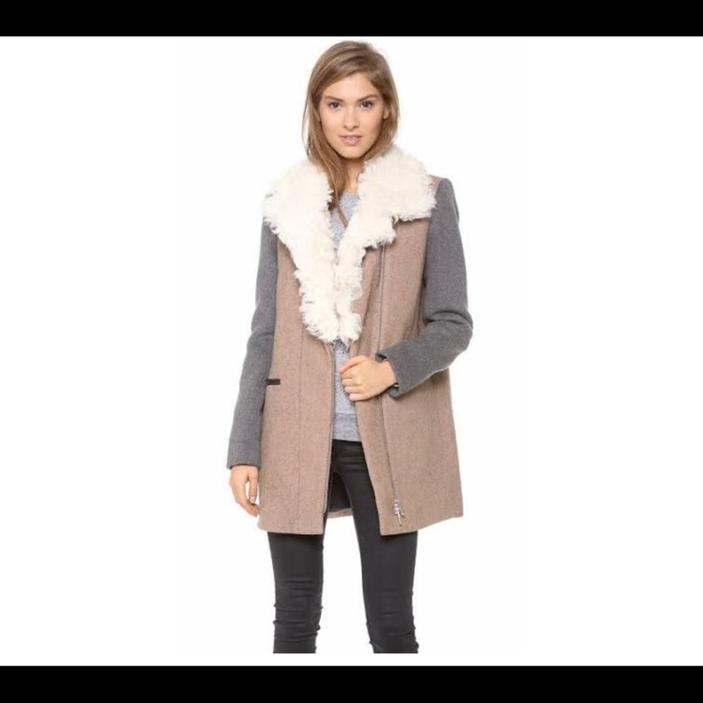 Rebecca Taylor NWT Camel Wool Coat w Shearling